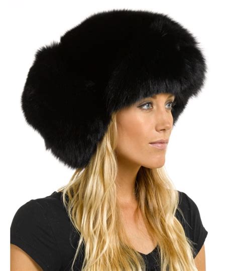 Chapeau Russe En Fourrure De Renard Noire Pour Femmes