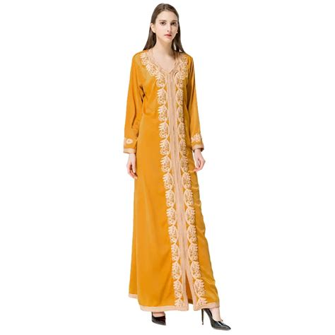 Moda Dubai Abaya Kaftan Musulm N Turco Rebordear Bordado Vestido