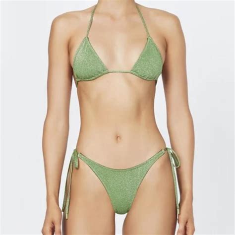 Triangl Vinca Fawn Sparkle Bikini In Green Both The Depop