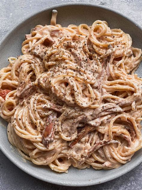 Vegan Carbonara With Mushroom Bacon Oh My Veggies