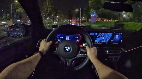 2023 BMW M3 Competition XDrive POV Rainy Night Drive 3D Audio ASMR