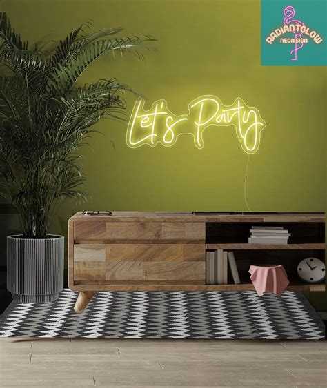 Lets Party Custom Neon Sign Neon Sign Bedroom Wedding Etsy