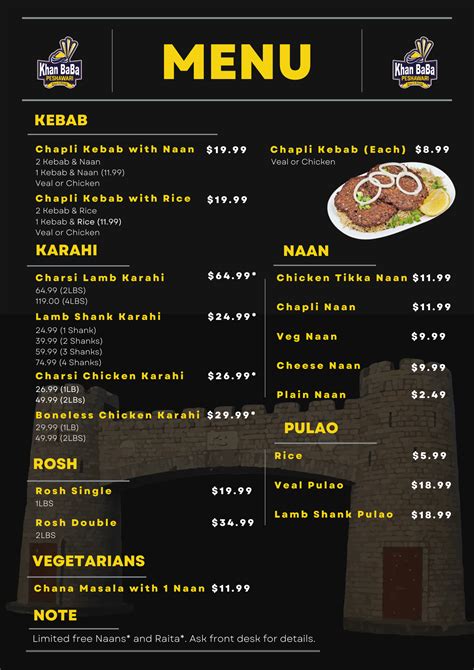 Menu – Khan Baba Peshawari