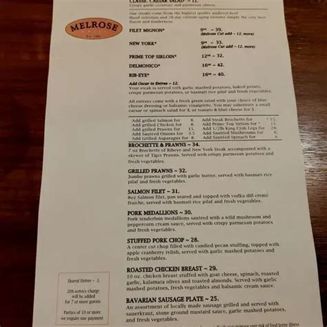 The Melrose Grill Menu | Renton, WA | Checkle