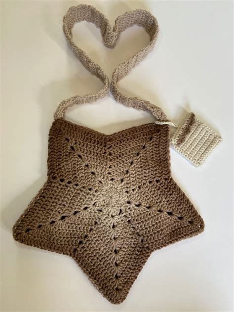 Crochet Star Bag With Heart And Hat Attachment