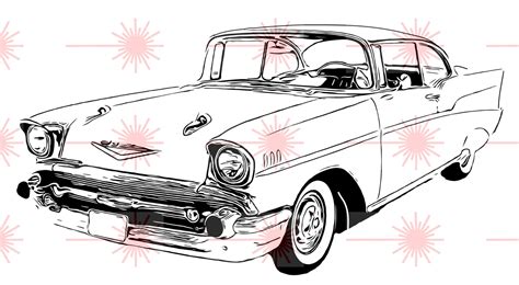 Chevy Bel Air Svg Dxf Eps Png Vector File For Engraving Etsy