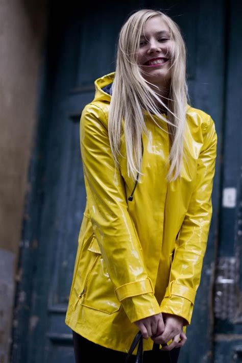 Yellow Pvc Hooded Raincoat Raincoat Rainwear Girl Rainwear Fashion