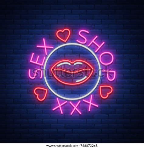 Sex Shop Logo Emblem Neon Style Stock Vector Royalty Free 768873268