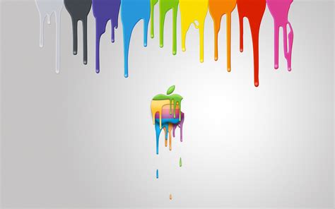 Apple Mac Brand Logo Colorful Paint Wallpaper Coolwallpapers Me