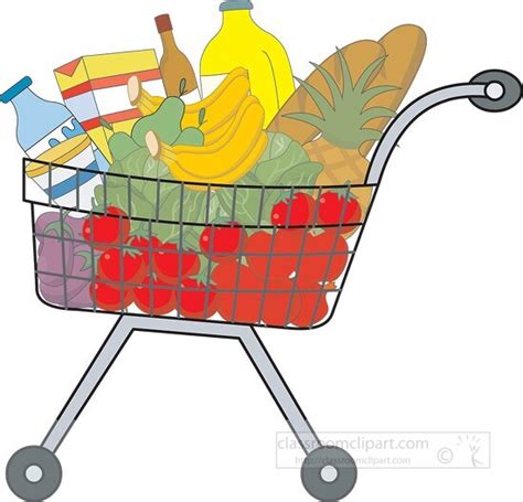 Grocery Clipart-hopping cart filled with a variety of food clip art