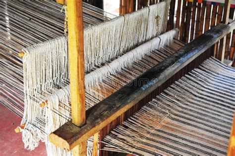 A Traditional Hand-weaving Loom Being Used To Make Cloth Stock Image ...