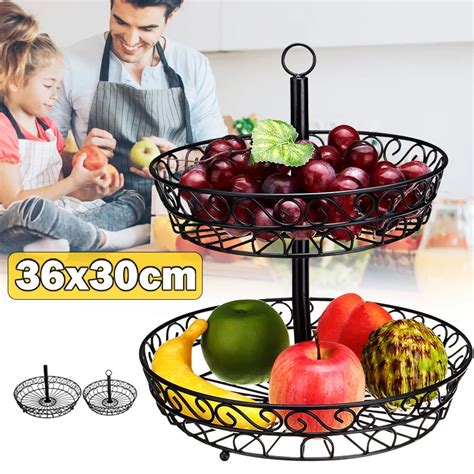 Cm Double Layer Fruit Basket Stand Detachable Kitchen Fruit Basket