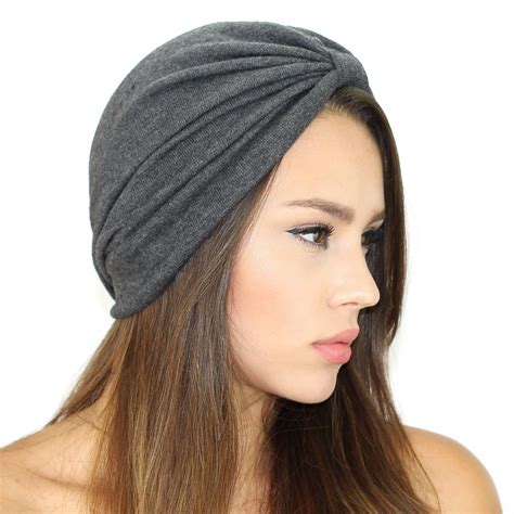 Dark Grey Knit Fashion Turban Knit Turban Knit Jersey Turban Hat