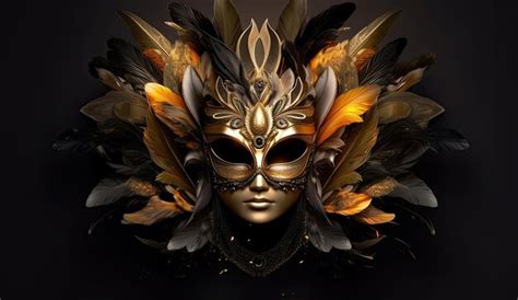 Premium AI Image Black And Gold Carnival Mask In The Style Of