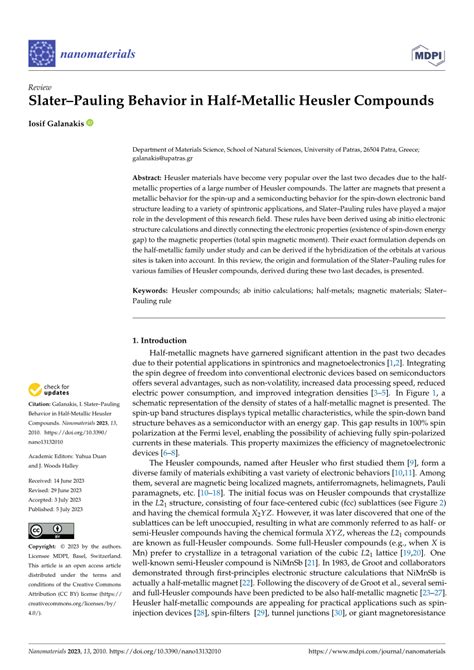 PDF SlaterPauling Behavior In Half Metallic Heusler Compounds