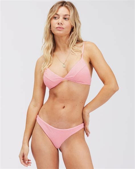 So Dazed Charlie Fixed Triangle Bikini Top Pink Sunset Billabong