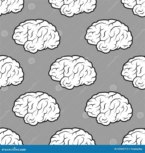 Seamless Brains On The Grey Background Stock Vector Illustration Of