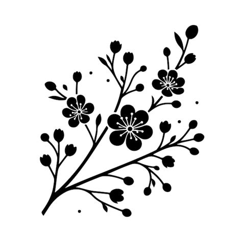 Minimal Rama Floral En Flor Ilustraci N Vectorial De Silueta Dise O