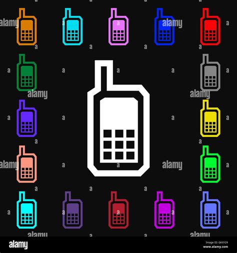 Mobile Phone Icon Sign Lots Of Colorful Symbols For Your Design