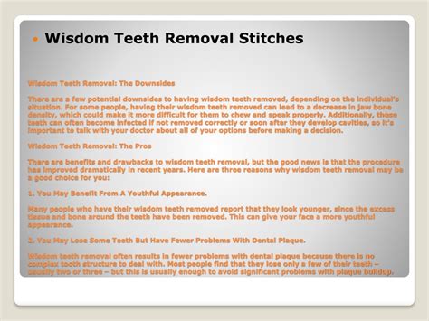 PPT - Wisdom Teeth Removal Stitches PowerPoint Presentation, free ...