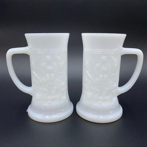 Federal Glass Dining Set Of 2 Vintage Federal Glass White Milk