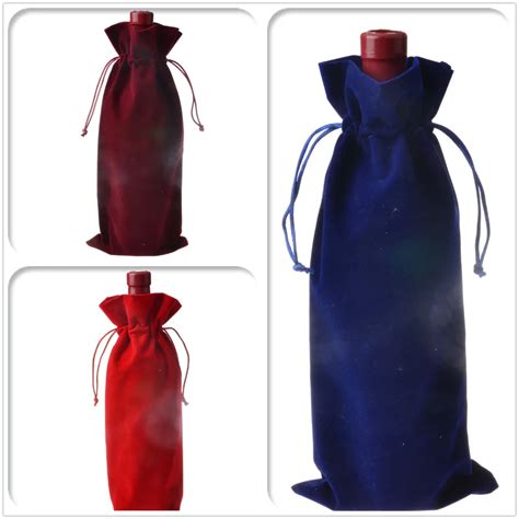 Velvet Wine Bottle Covers Bags Drawstring Flannel Champagne Wine Blind