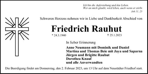 Traueranzeigen Von Friedrich Rauhut Trauer Nn De