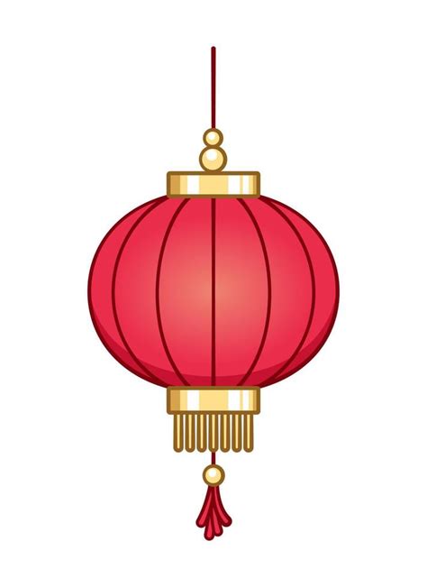 Chinese Festival Hanging Lantern Cartoon Vector Illustration Traditional New Year Asian Red