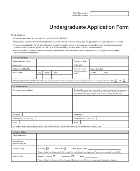 Free 10 Undergraduate Application Forms In Pdf Ms Word