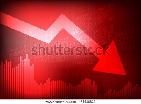 Vector Decreasing Graph Arrow On Red Stock Vector Royalty Free