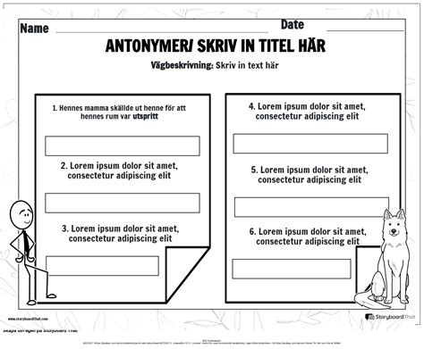 Synonymer och Antonymer Arbetsblad Exempel Idéer StoryboardThat