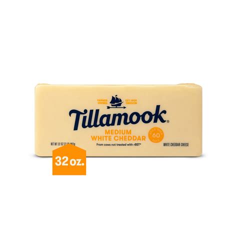 Tillamook Medium White Cheddar Cheese Block 2 Lb Aged 60 Days