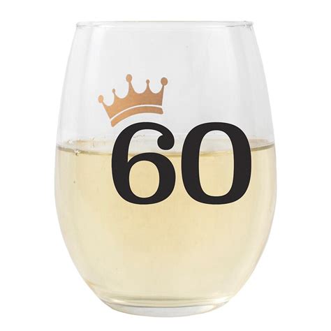 60th Birthday Crown Stemless Wine Glass 60th Birthday T Etsy