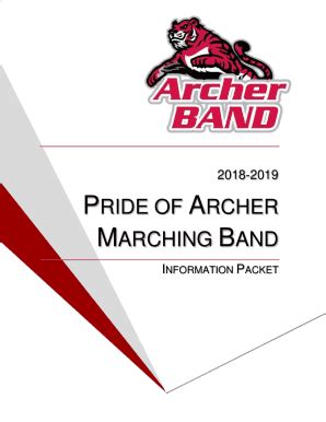 Fillable Online Archer Band Packet Pride Of Archer Marching Band Fax