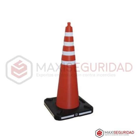 Cono Vial Naranja Reflectivo Base Negra 70 cm Señalización Vial e