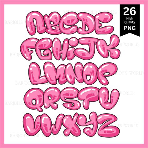 Pink Bubblegum Graffiti Svg Letters SVG Files Png Files Alphabet SVG