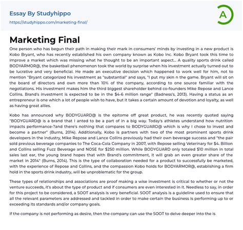 Marketing Final Essay Example StudyHippo