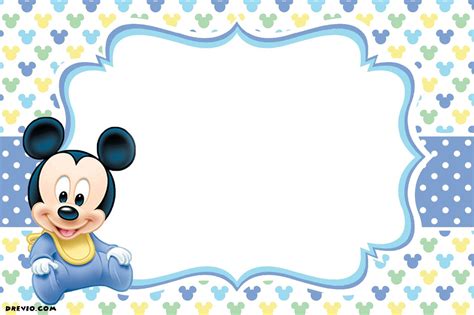 Baby Mickey 1st Birthday Invitations