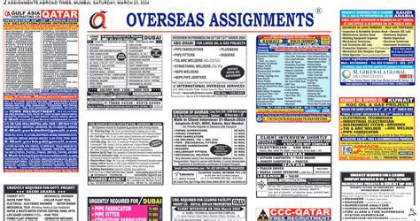 Assignment Abroad Times Rd March Gulf Jobs Today