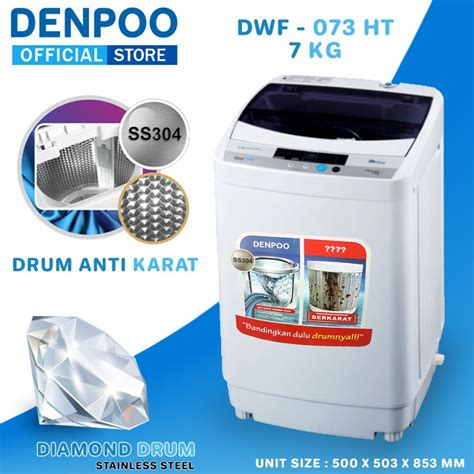 Jual Denpoo Mesin Cuci 1 Tabung 7 Kg DWF 073 HT Body Model Fyber