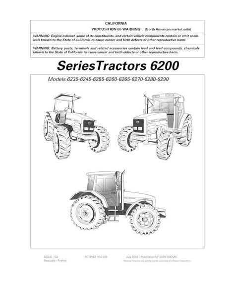 Massey Ferguson 6235 6245 6255 6260 6265 6270 6280 6290 Manual