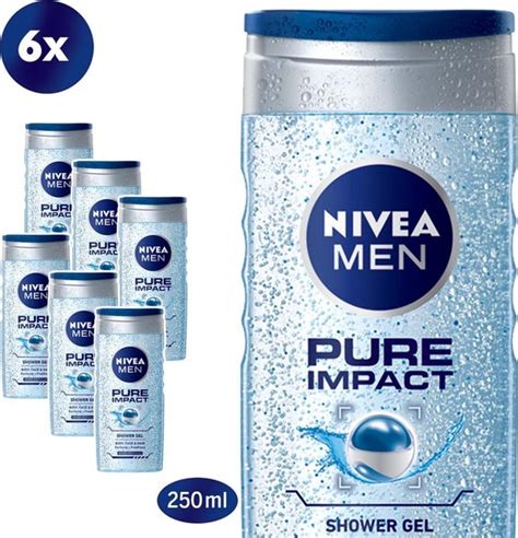 NIVEA MEN Pure Impact Douchegel 6 X 250 Ml Voordeelverpakking