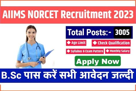 Aiims Norcet Nursing Officer Recruitment