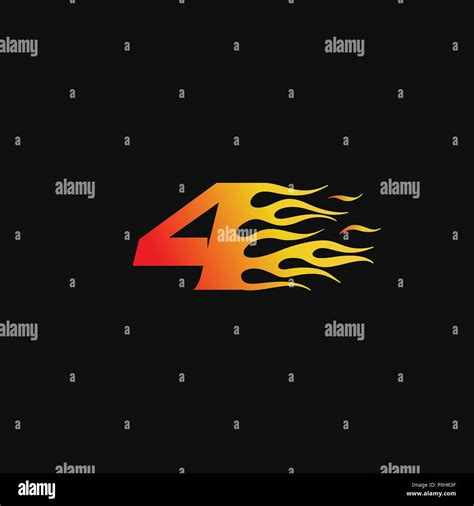 Number 4 Burning Flame Logo Design Template Stock Vector Image Art