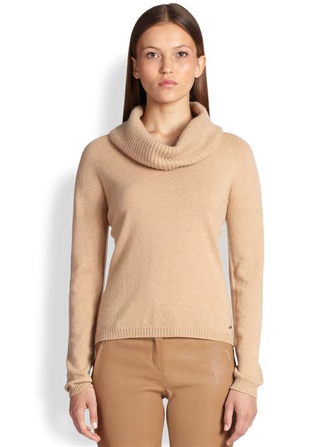 Escada Cashmere Cowl Neck Sweater In Brown Lyst