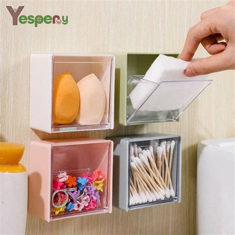 YESPERY Wall Mounted Flip Storage Box Punch Free Transparent Dust Proof