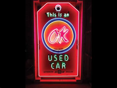 OK Used Car Tag Tin Neon Sign With Flasher 36 X 60 New Neon