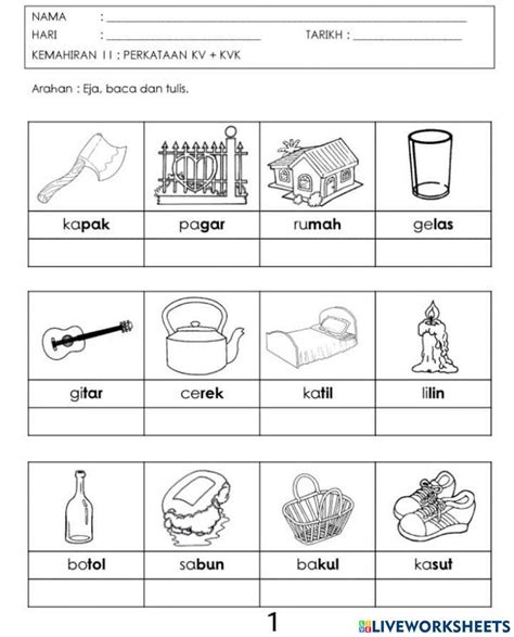 Perkataan Kvkvk Online Worksheet For Kelas Pemulihan Live Worksheets