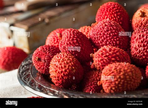 Raw Organic Red Lychee Berries Ready To Eat Stock Photo Alamy