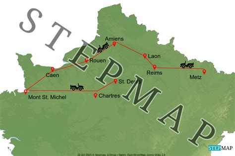 StepMap Rundreise Kirchen Frankreichs Landkarte für Frankreich